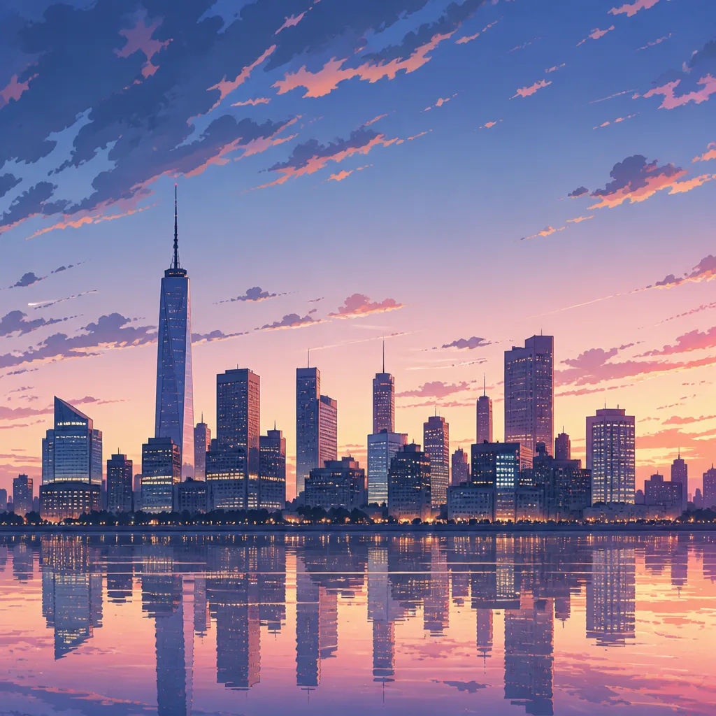 Manhattan skyline at dusk — Anime / Manga