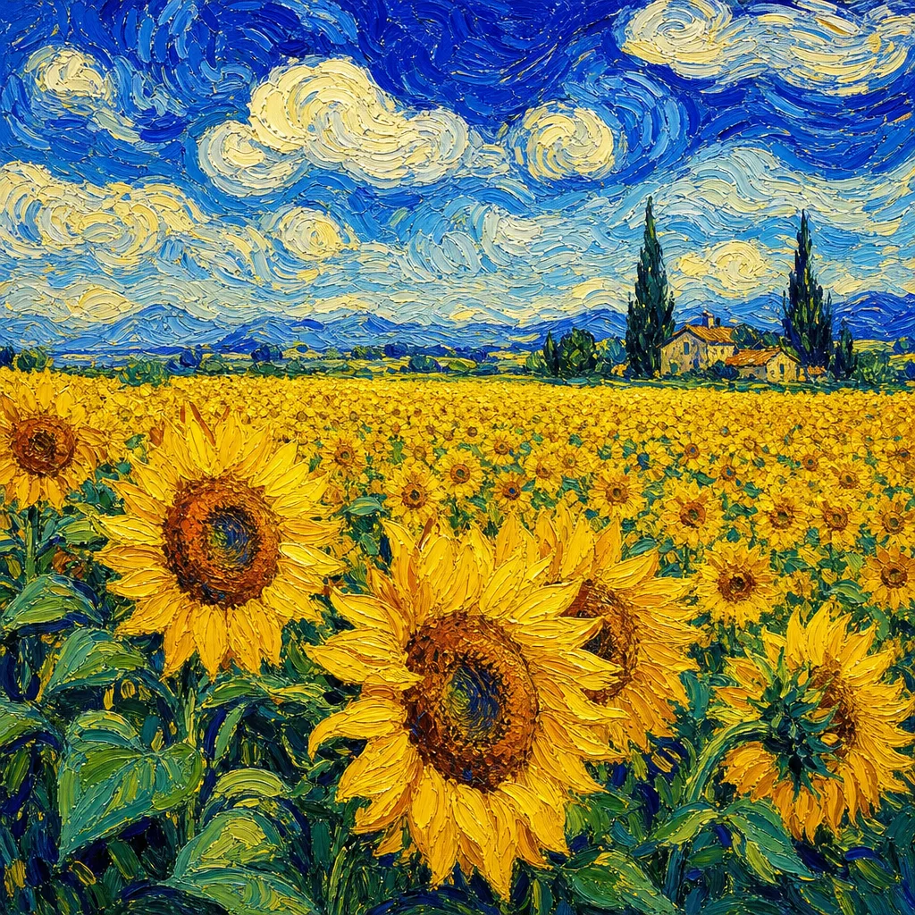 Sunflower meadow — Oil Painting print